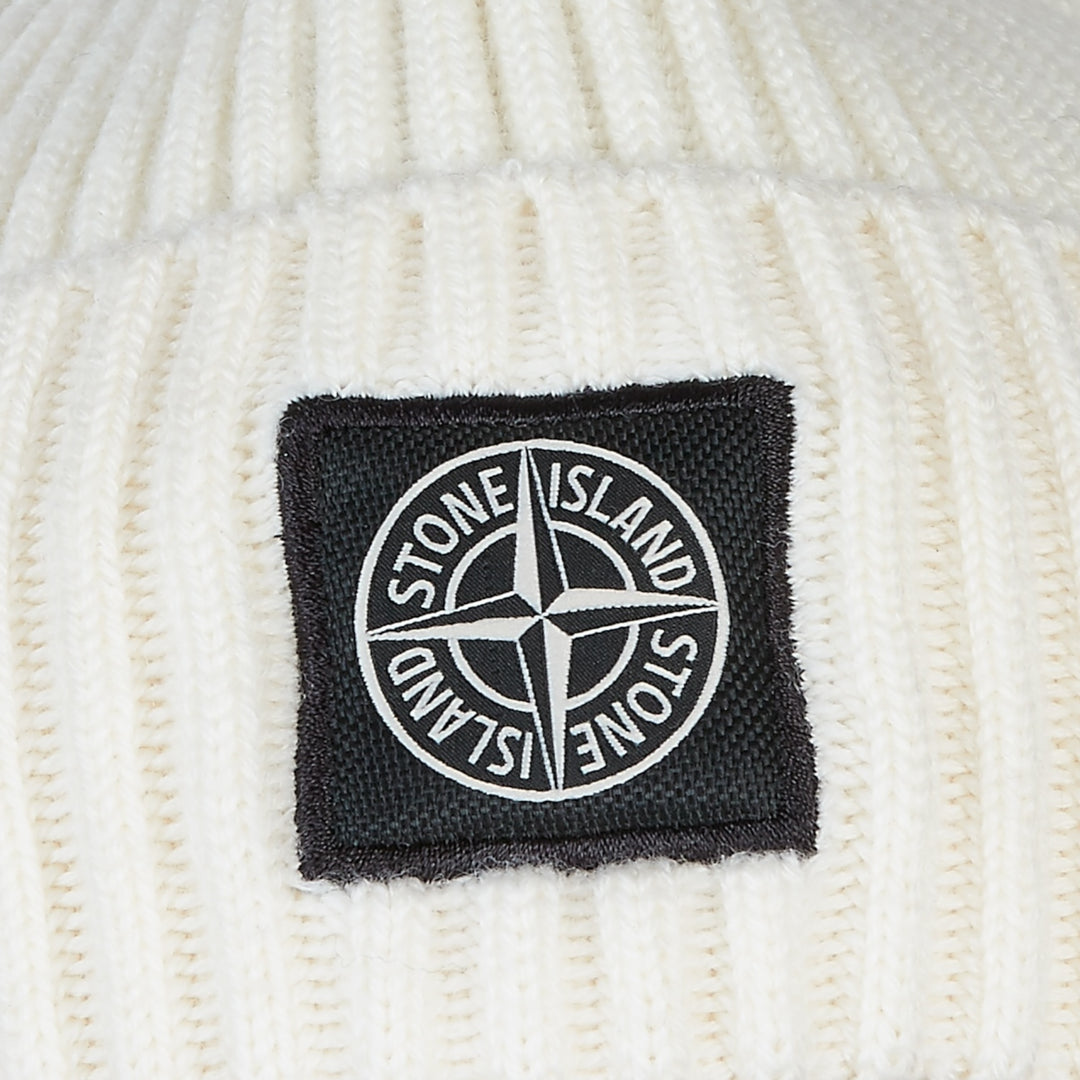 Stone Island Knitted Hat In Cream