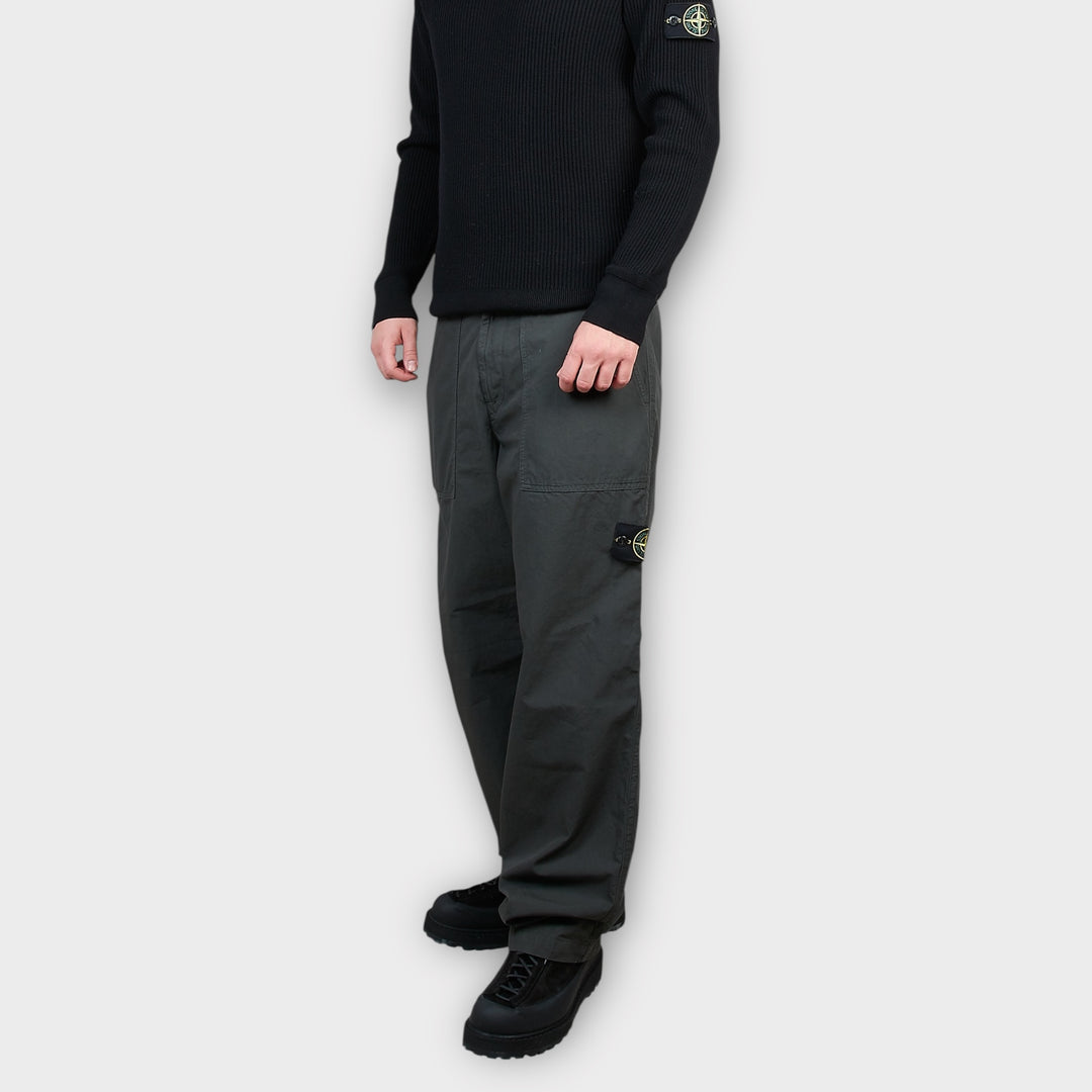 Stone Island Loose Fit Pants In Dark Grey