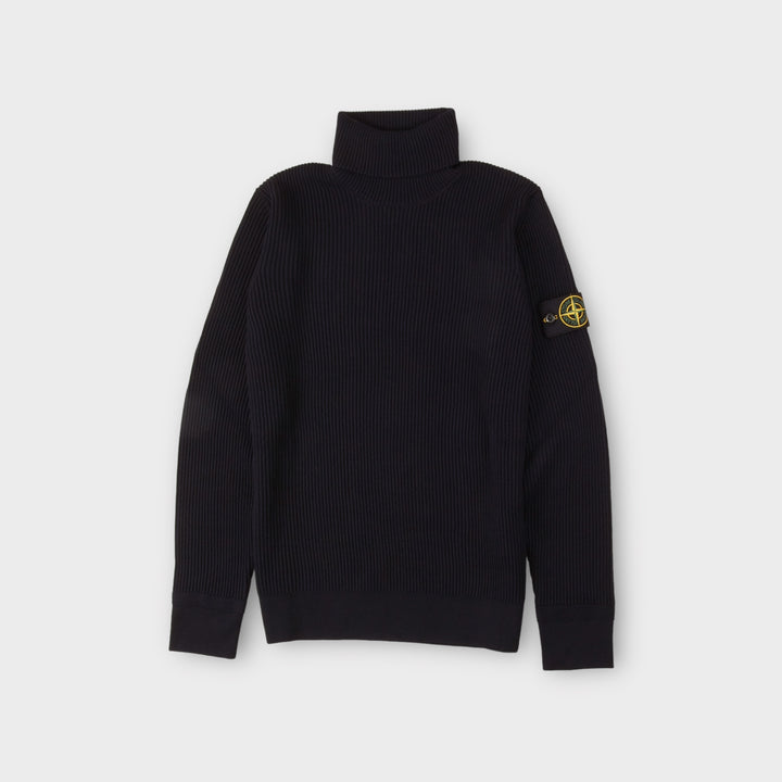 Stone Island 552C2 Rib Knit Turtleneck In Navy