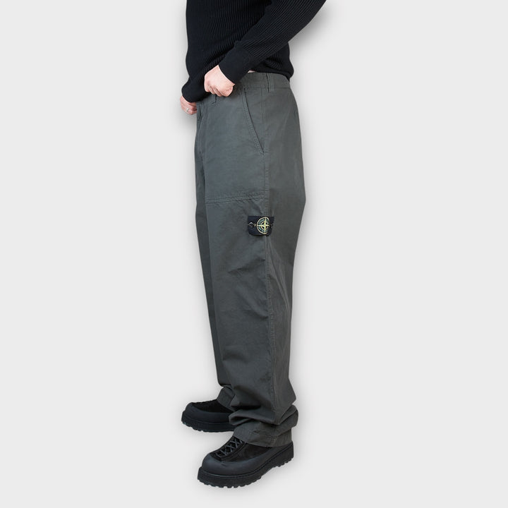 Stone Island Loose Fit Pants In Dark Grey