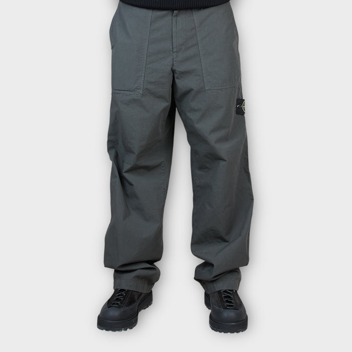 Stone Island Loose Fit Pants In Dark Grey