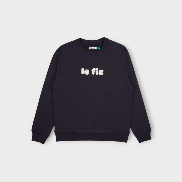 Le Fix Burger Chain Emb. Crewneck I Navy