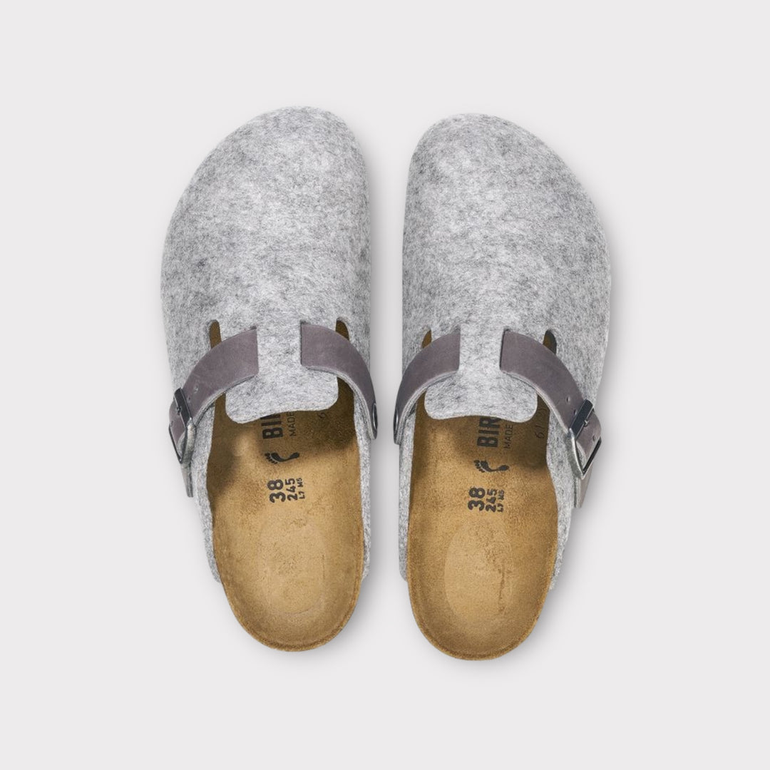 Birkenstock Boston In Light Grey