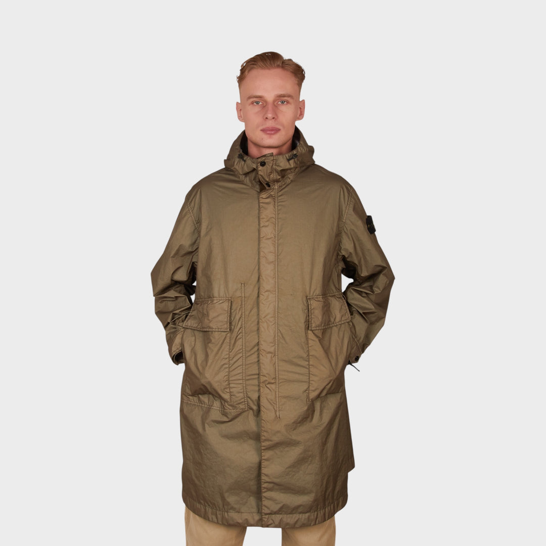 Stone Island Membrana 3L TC Long Hooded Coat I Military Green