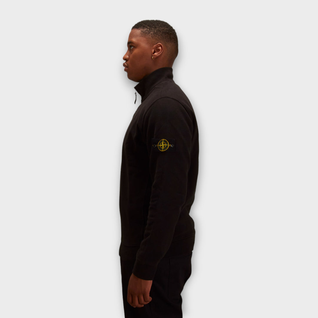 Stone Island 63420 Q-zip Sweatshirt In Black