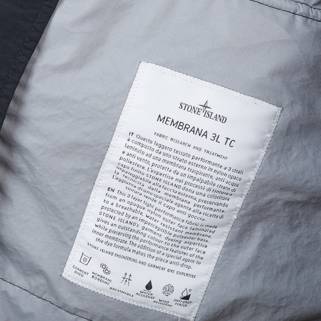 navy stone island membrana 3l tc jakke med hætte og teknisk design