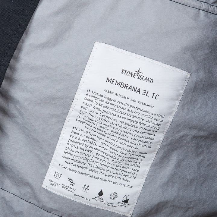 navy stone island membrana 3l tc jakke med hætte og teknisk design