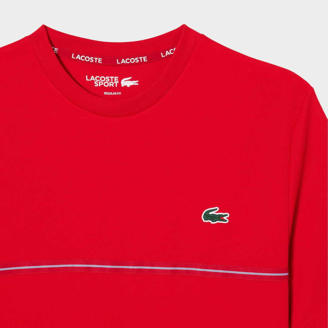 Lacoste Ultra Dry Crocodile Print Sport T-shirt I Rød