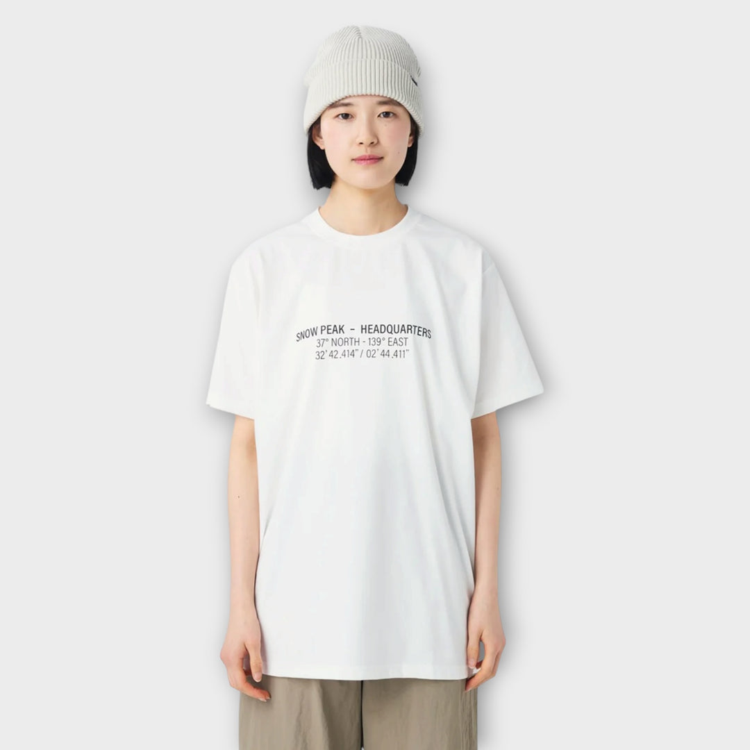 Snow Peak HQ Topographic Map T-Shirt I Off White