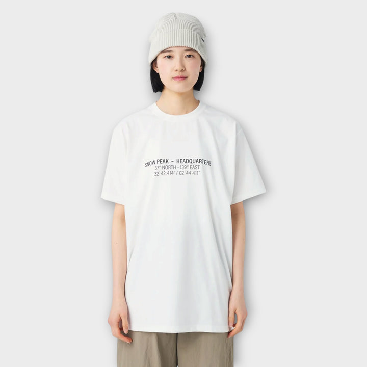 Snow Peak HQ Topographic Map T-Shirt I Off White