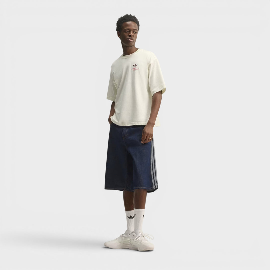 Adidas Firebird Denim Shorts i Indigo.