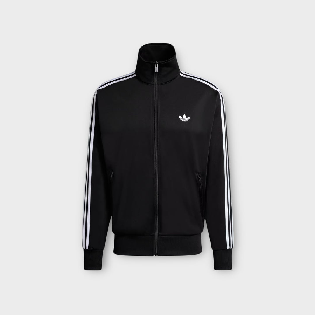 Adidas Firebird Tracktop jakke i sort og hvid med klassiske tre striber