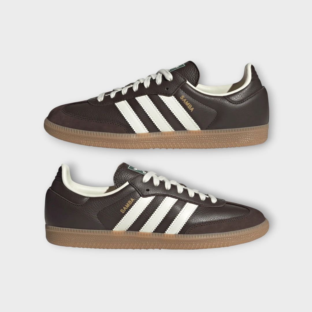 Klassiske Adidas Samba OG sneakers i brun og hvid.