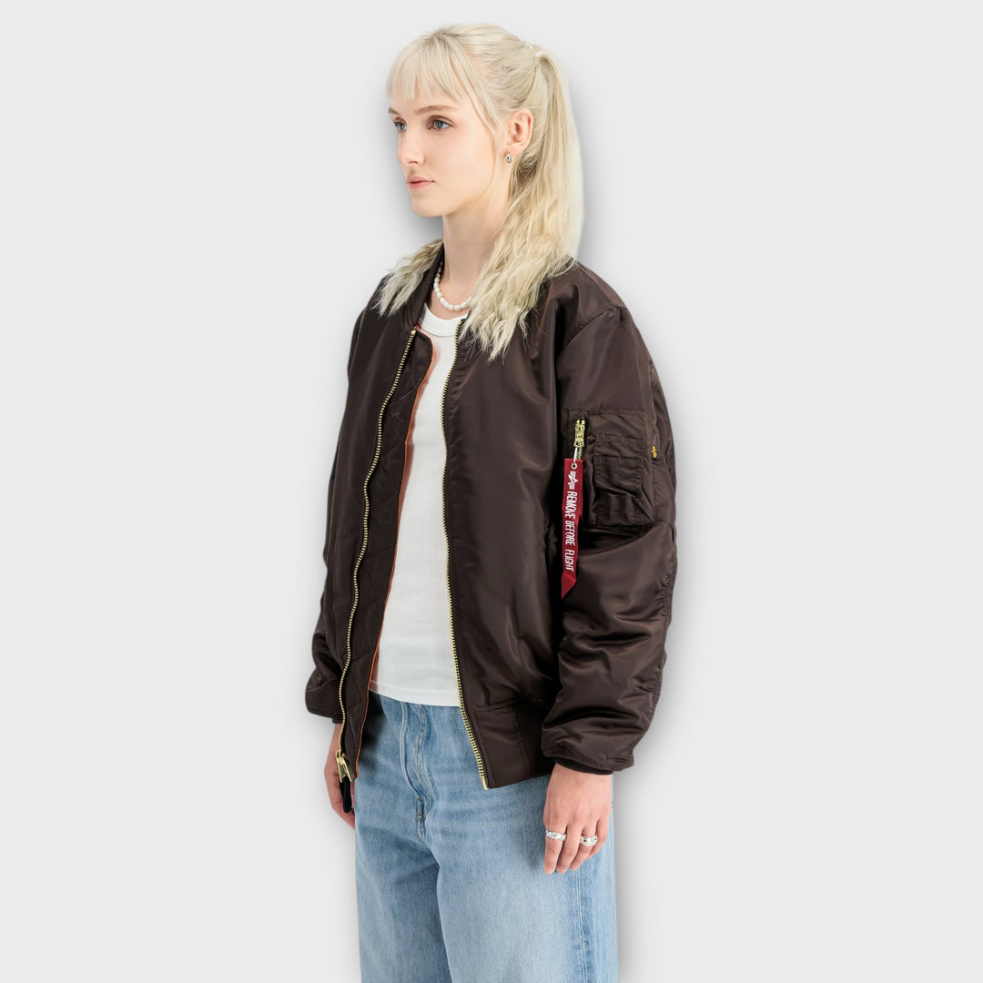 Alpha Industries MA-1 Bomberjakke Hunter Brown med detaljeret logo