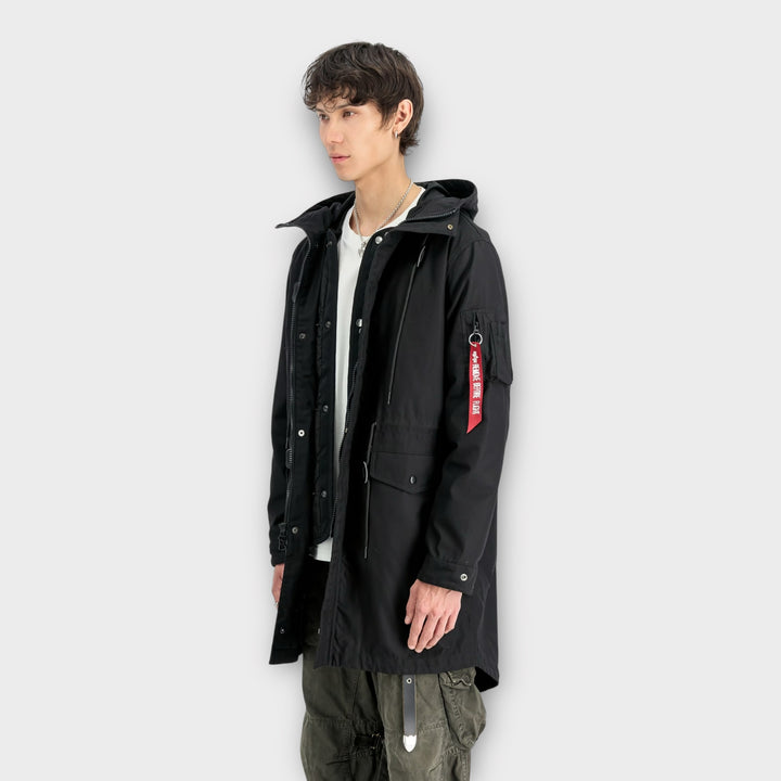 Alpha Industries M-51 Fishtail Jakke i sort streetwear