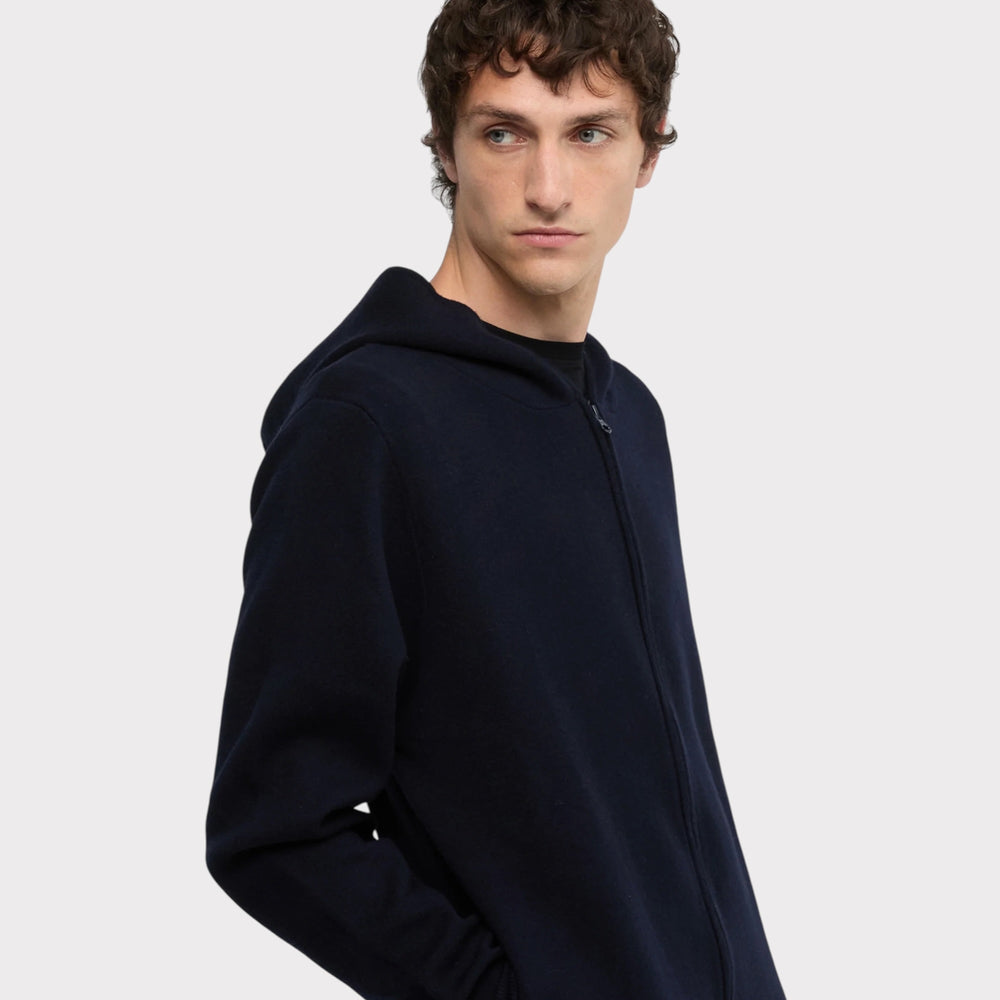 ASPESI Wool and Cotton Hoodie i Black Navy