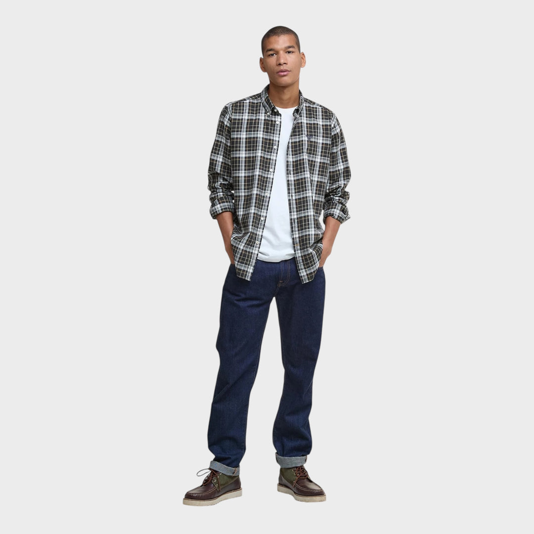 Klassisk button down skjorte Barbour Mosswood olive