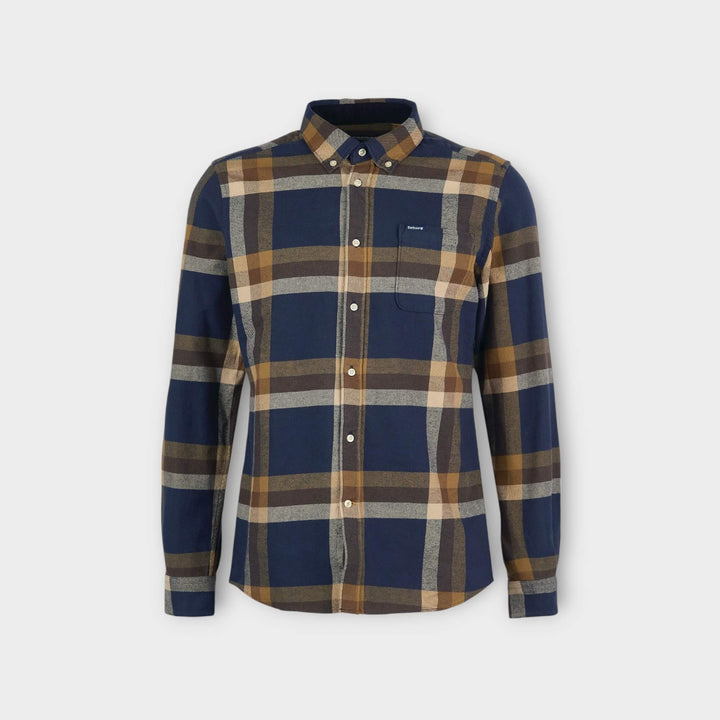 Barbour Folley Skjorte i Navy set forfra med button-down krave