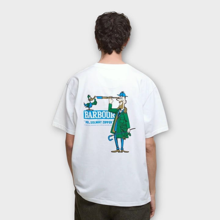 Herretshirt fra Barbour i hvid med moderne print
