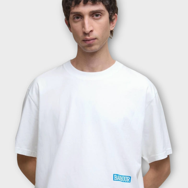 Barbour Mr Solway Graphic Tee i hvid bomuld