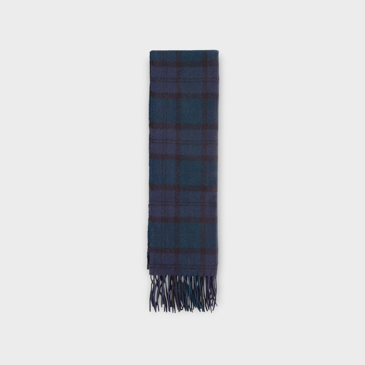 Barbour Lambswool & Cashmere Scarf i Black Watch tartan mønster
