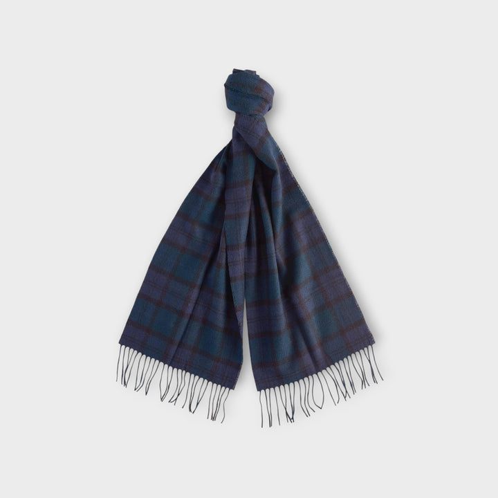 Blødt og varmt Barbour scarf i sort/grøn ternet tartan
