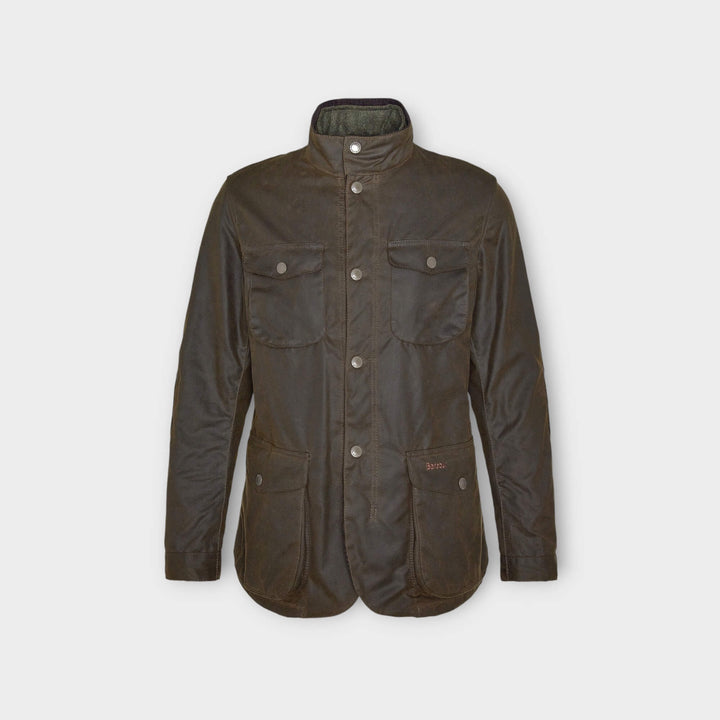 Barbour Ogston Wax Jakke i Grøn set forfra med fire frontlommer