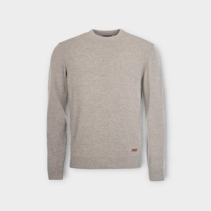 Barbour Patch Strik i Sand set forfra med klassisk crewneck