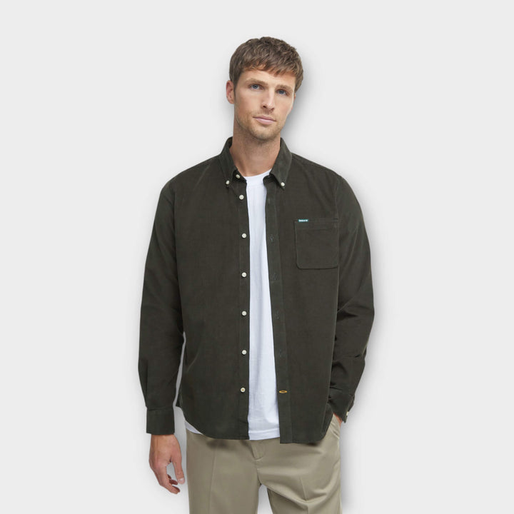 Barbour Ramsey Corduroy Skjorte i Grøn set bagfra