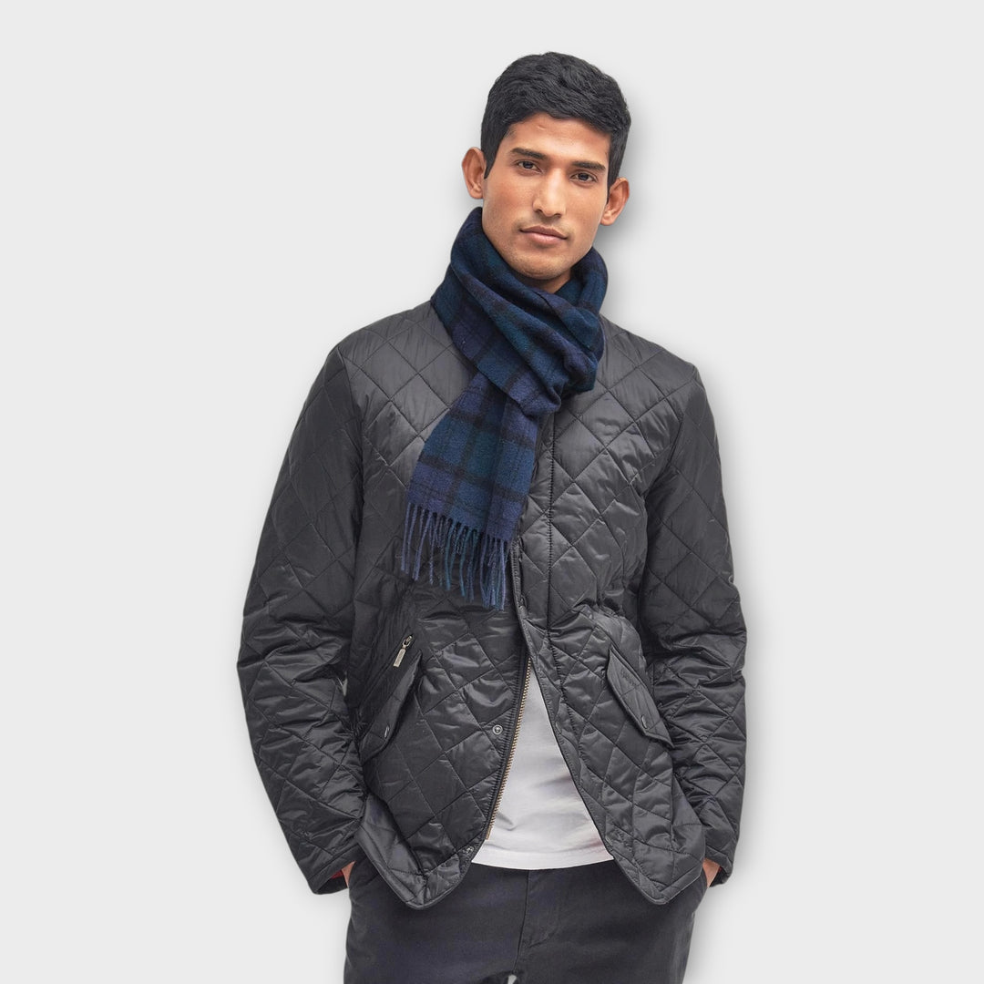 Klassisk Barbour tørklæde i lammeuld og kashmir Black Watch