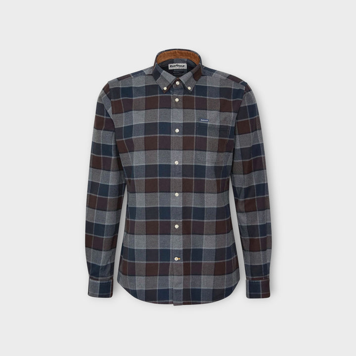 Barbour Valley Tailored Checked Skjorte i Dark Oak til herre