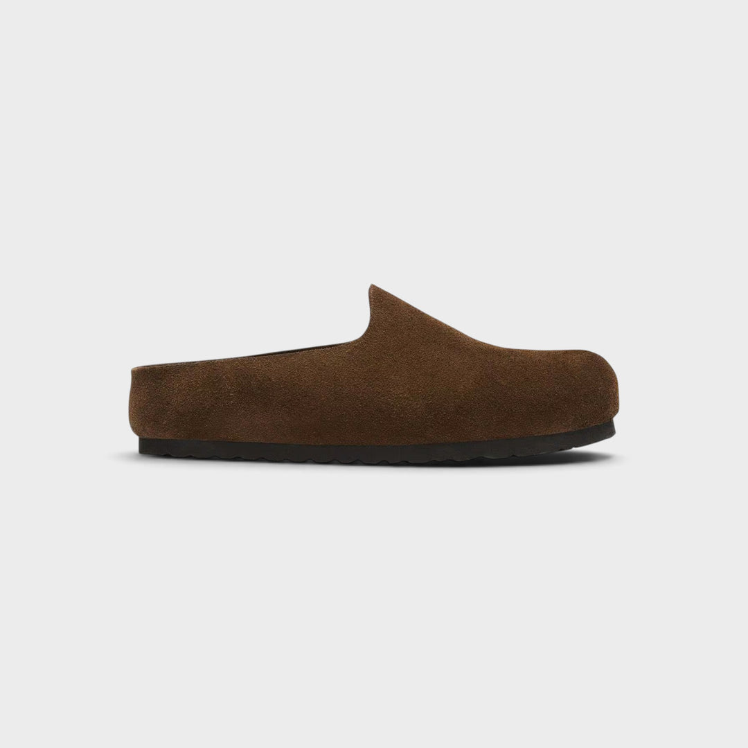 Birkenstock Amsterdam i Carafe med overdel i ruskind.