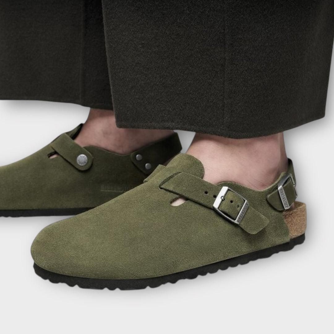 Birkenstock Tokio II Suede sko med anatomisk fodseng i Thyme