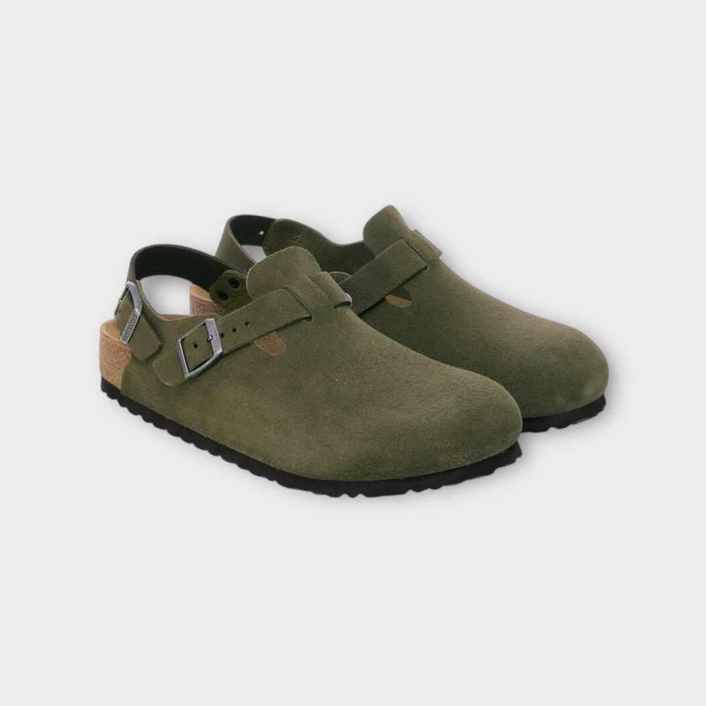 Komfortabel Birkenstock Tokio II Suede sandal i Thyme