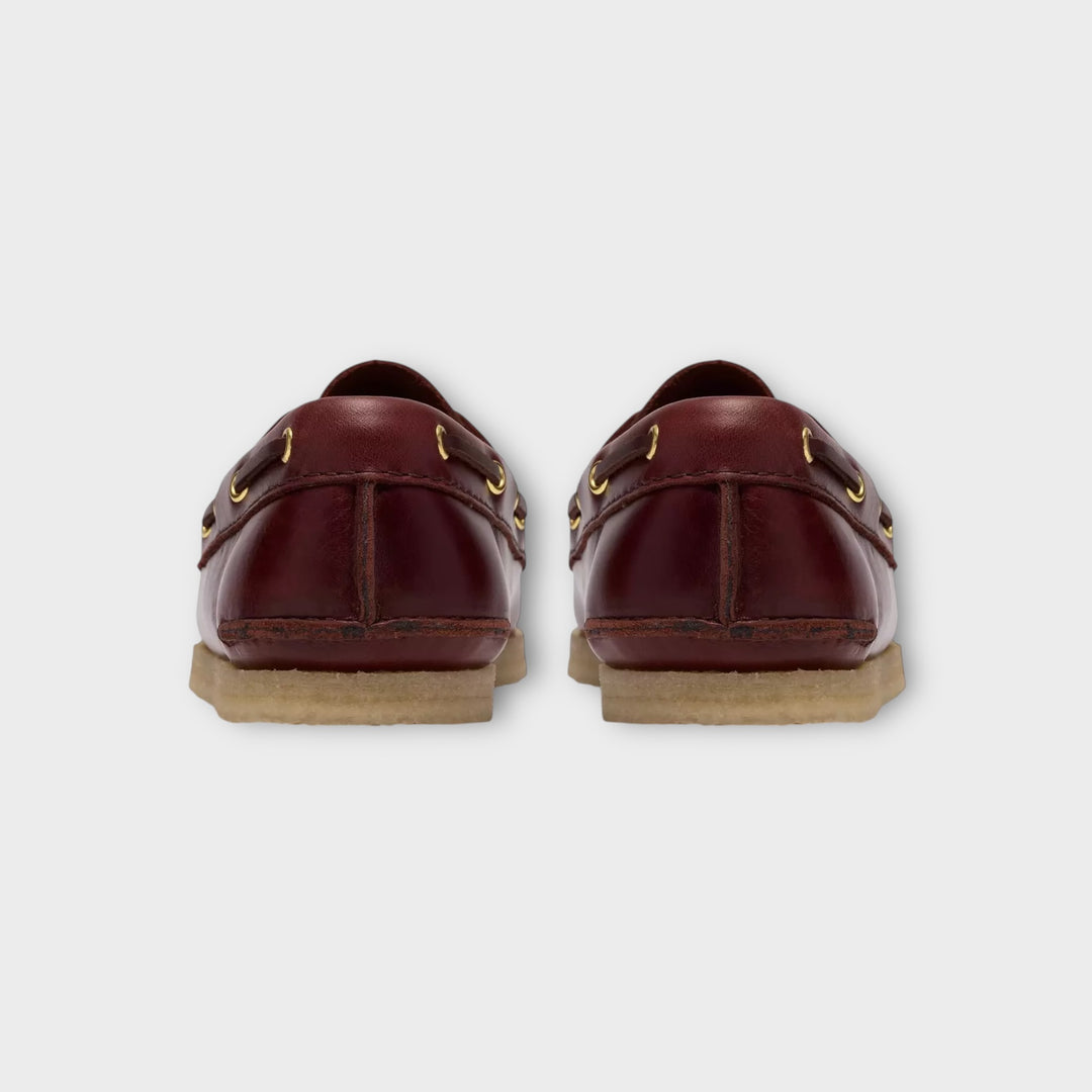 Ydersål på Clarks Godney Boat i British Tan Leather med fleksibel gummisål.