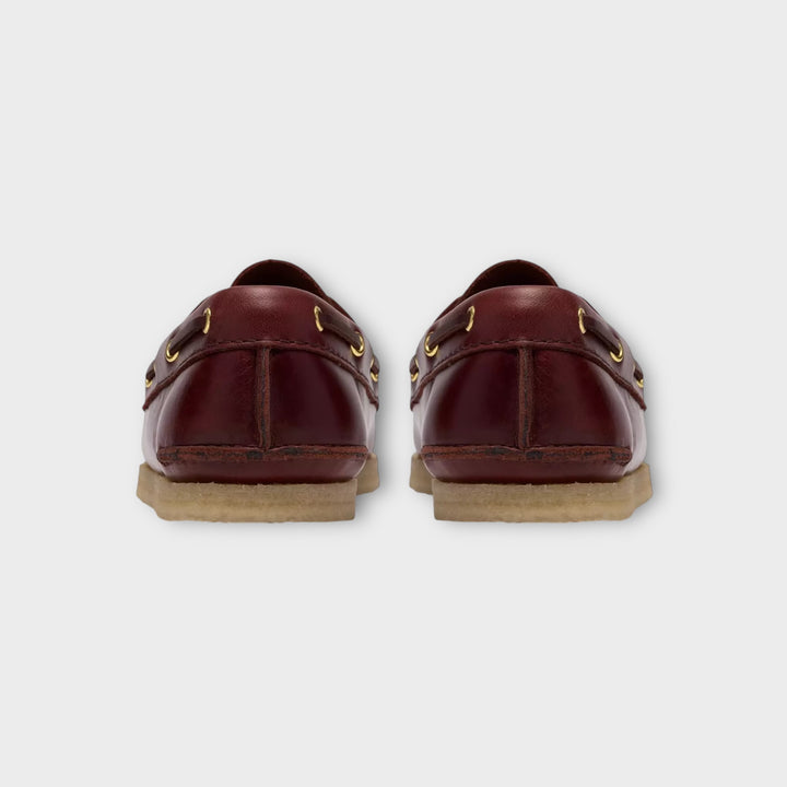 Ydersål på Clarks Godney Boat i British Tan Leather med fleksibel gummisål.