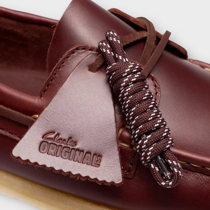 Top view af Clarks Godney Boat i British Tan Leather med snørelukning.