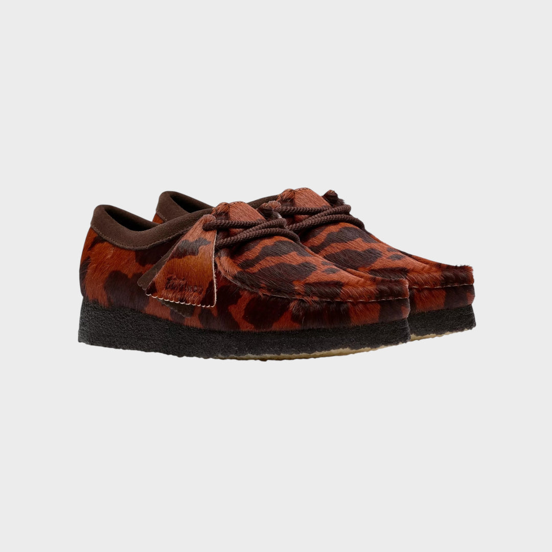 Clarks Wallabee sko med cow hair-on overmateriale i brun nyt drop ny kollektion