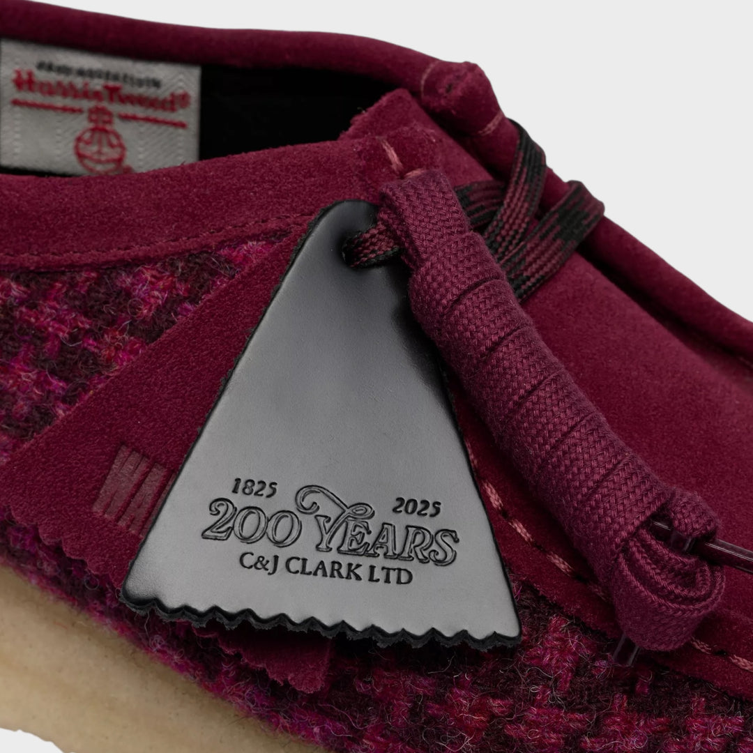 Clarks Wallabee Harris Tweed Pack i lilla og sort