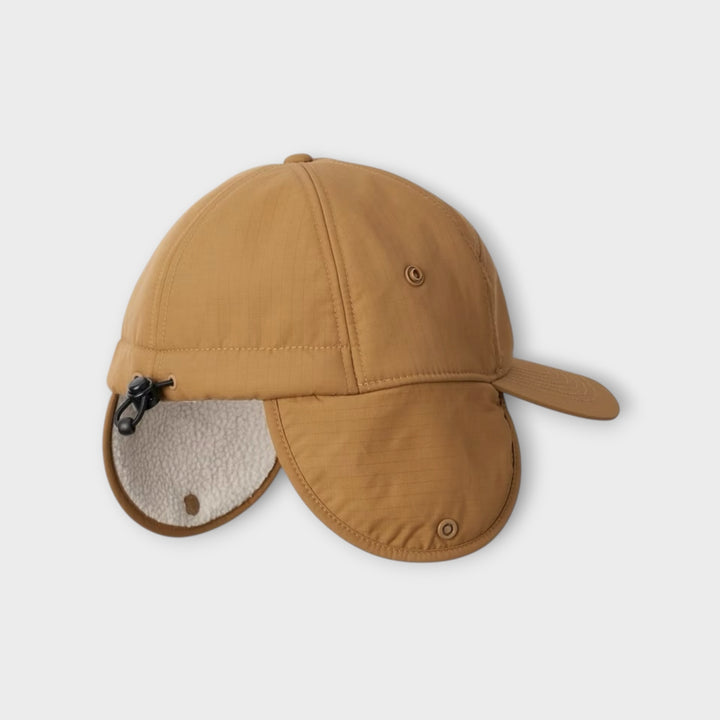 Detaljebillede af Columbia Landroamer Ear Flap Cap i Brown/Delta.
