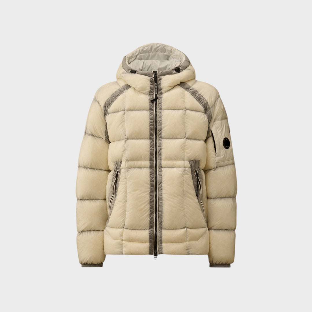 C.P. Company D.D. Shell Hooded Down Puffer Jacket i Gauze White – letvægts dunjakke til herre unisex