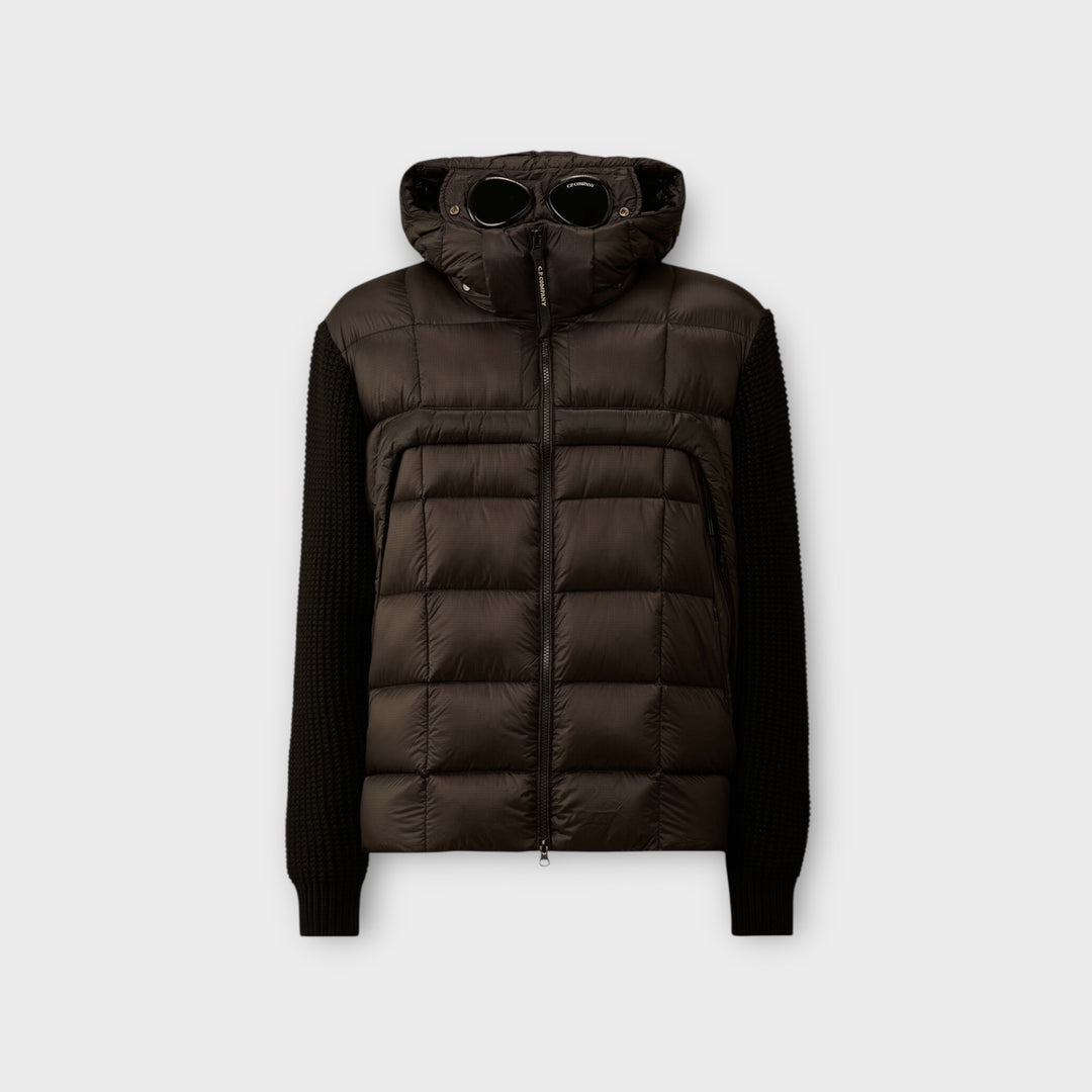 C.P. Company Extrafine Merino Wool Mixed Full Zip Goggle Sweater i sort.