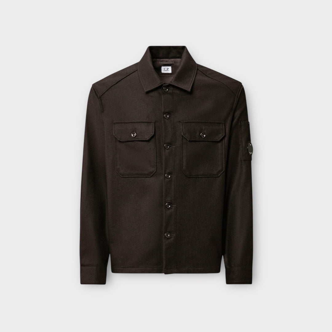 C.P. Company Felt Lens Overshirt i sort.