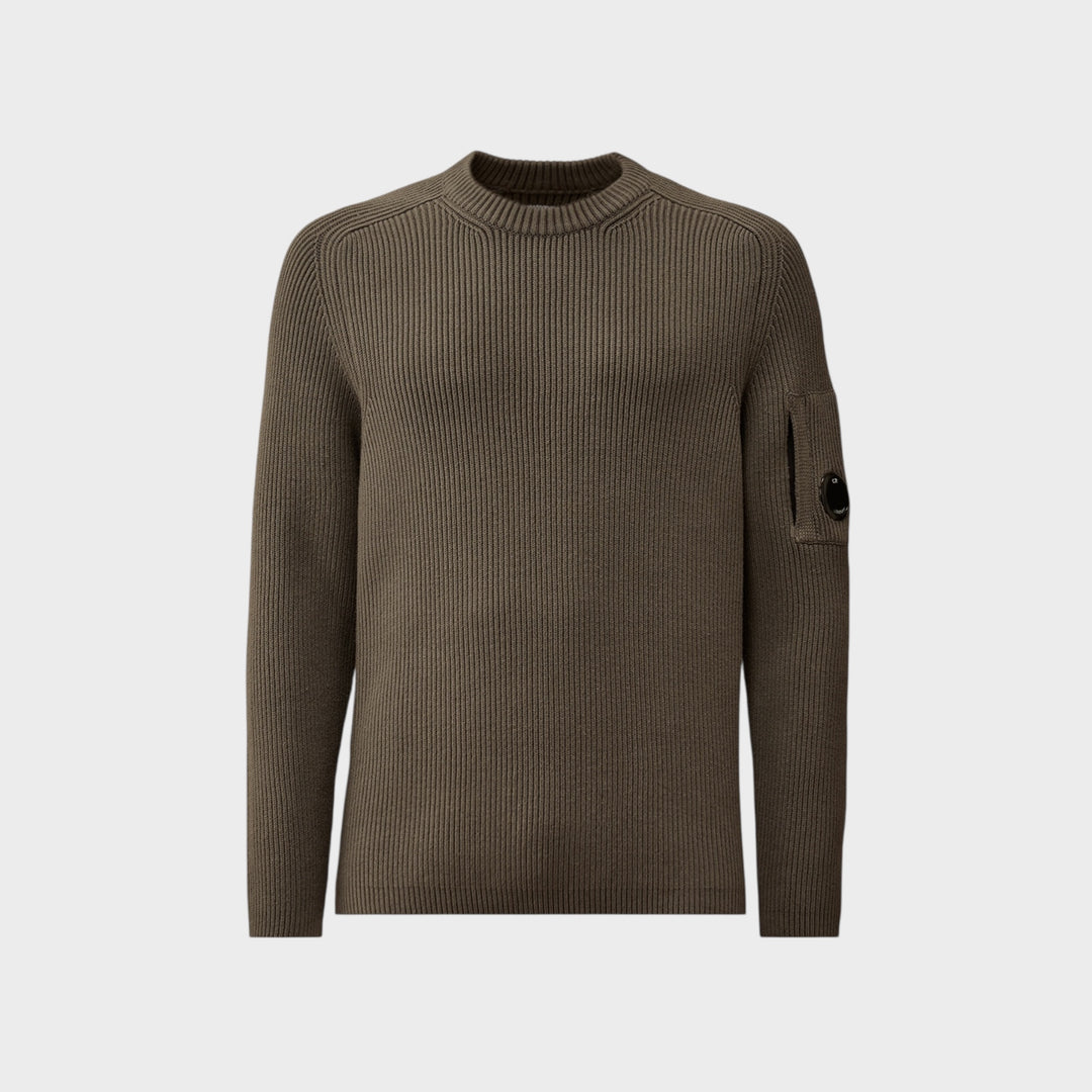 C.P. Company Full Rib Crewneck Lens Sweater gunmetal grey mænd