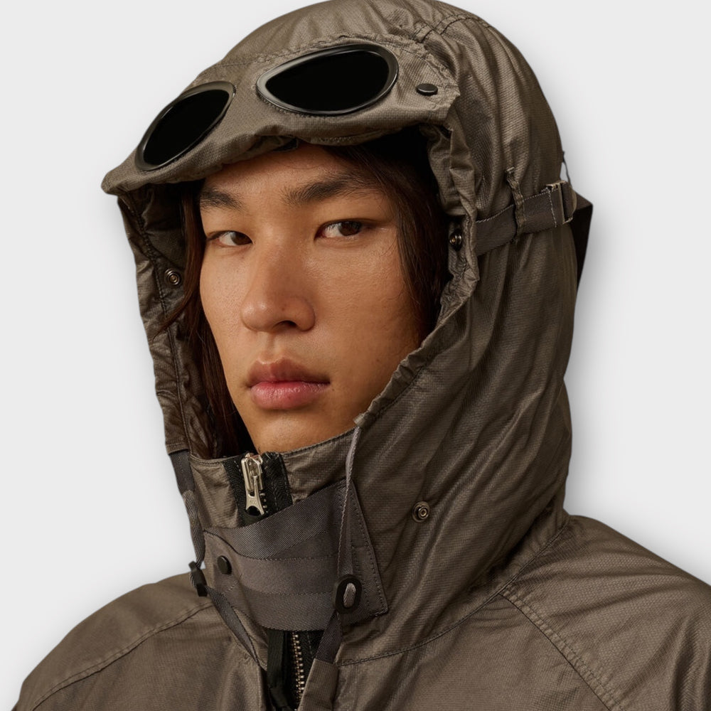 C.P. Company Goggle Down Jacket i Opal – multifilament nylon med Panama-vævning