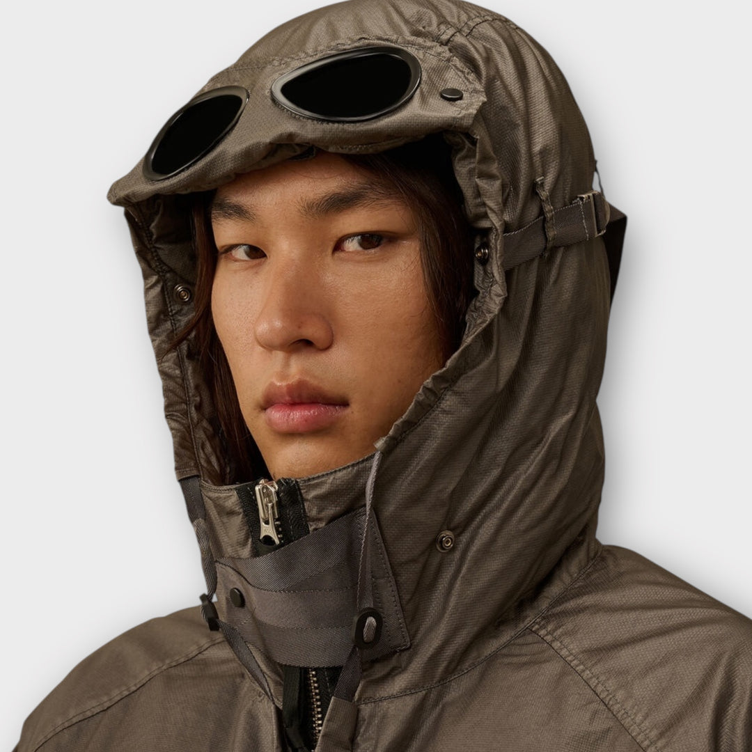 C.P. Company Goggle Down Jacket i Opal – multifilament nylon med Panama-vævning