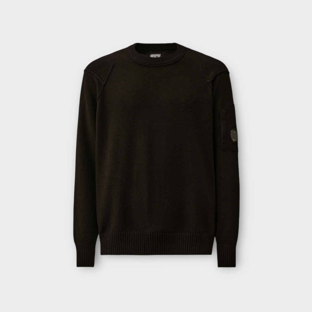 C.P. Company Lambswool GRS Lens Crewneck i sort.