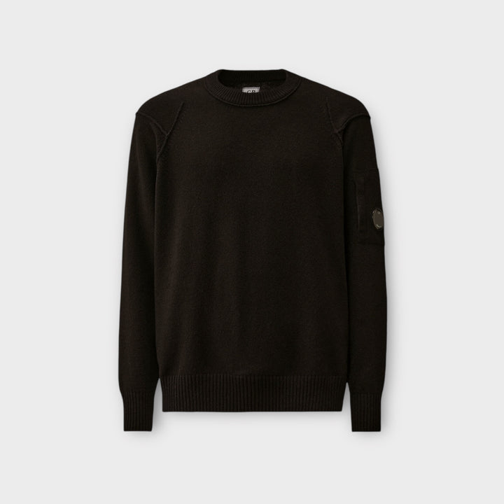 C.P. Company Lambswool GRS Lens Crewneck i sort.