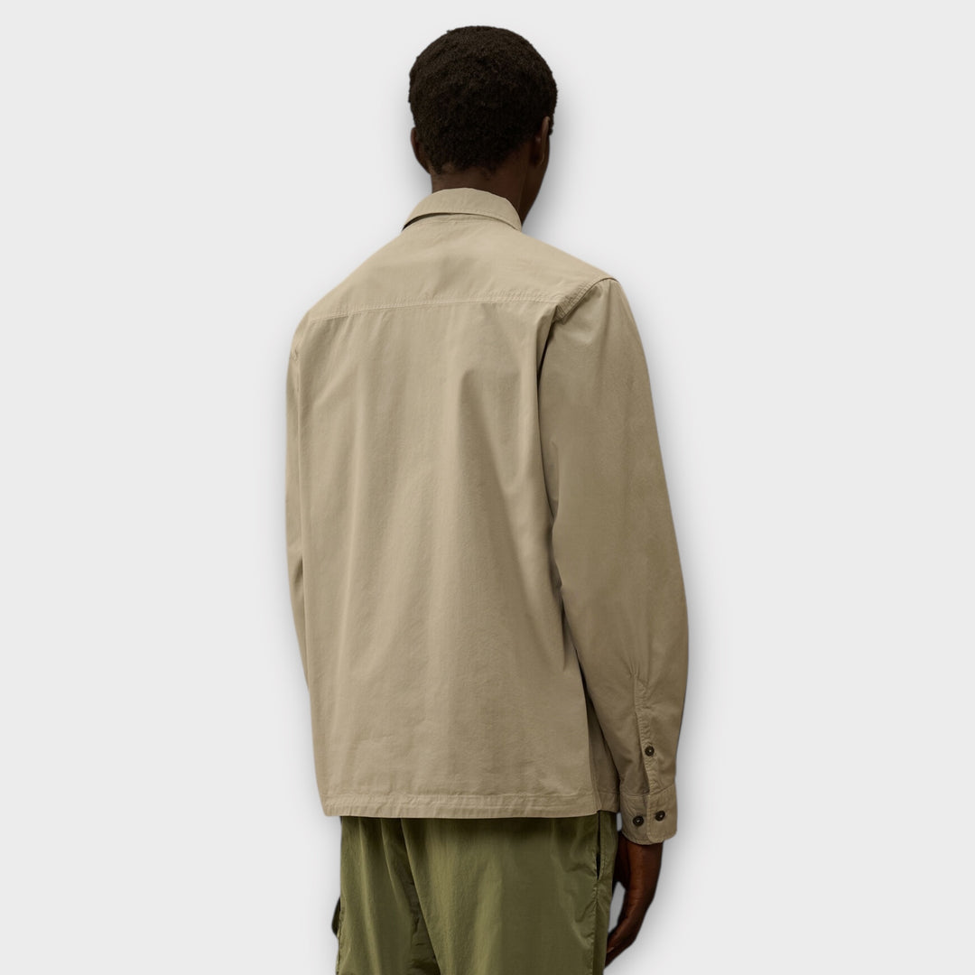 C.P. Company Organic Gabardine Zip Overshirt grey set forfra.