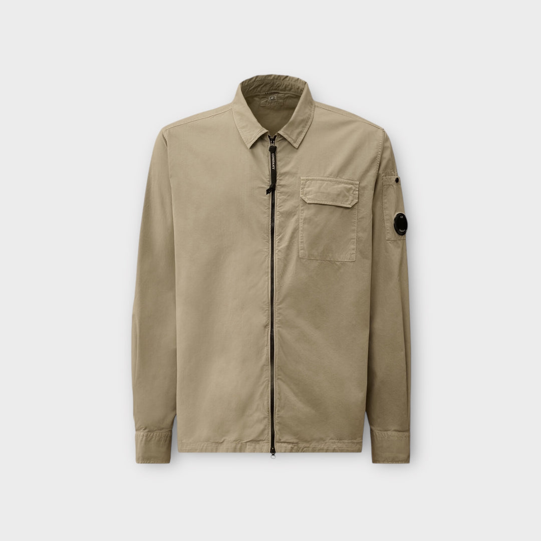 C.P. Company Organic Gabardine Zip Overshirt i grey.